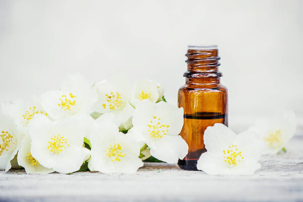Jasmine essential oil. selective focus. 