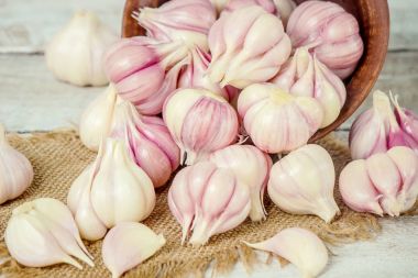 sarımsak. seçici odak.