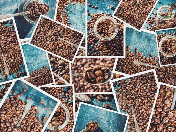 Collage many pictures of coffee. — Stock Photo, Image