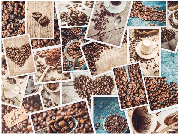 Collage many pictures of coffee. — Stock Photo, Image