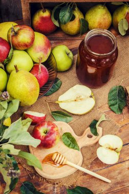 Bal ve meyve. Seçici odak. Biyo gıda.