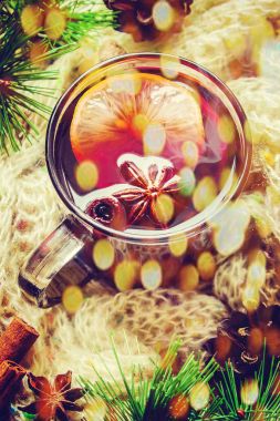 Mulled şarap. Seçici odak. 