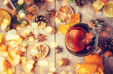 Mulled şarap. Seçici odak. 