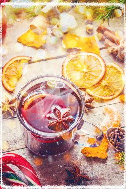 Mulled şarap. Seçici odak. 