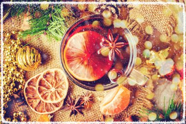 Mulled şarap. Seçici odak. 