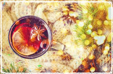 Mulled şarap. Seçici odak. 