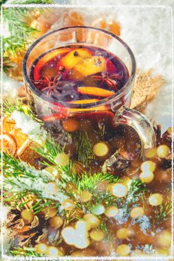 Mulled şarap. Seçici odak. 