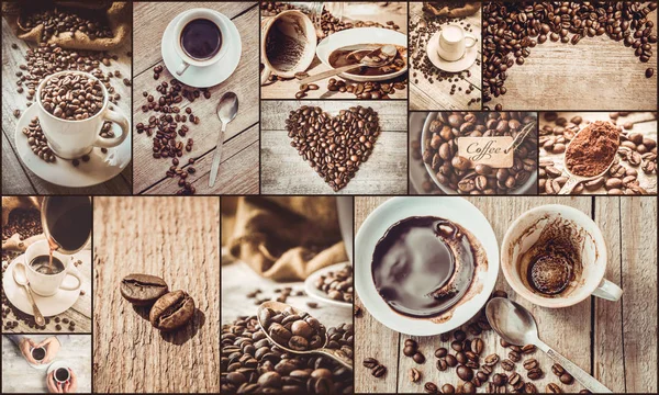 Collage molte immagini di caffè . — Foto Stock