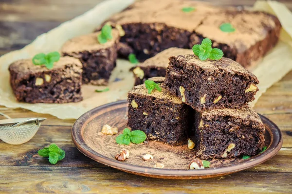 Çikolatalı brownie, seçici odak. 