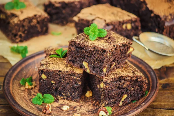 Brownie chocolate, foco seletivo . — Fotografia de Stock