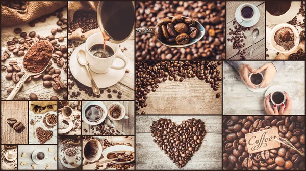 Колаж багато фотографій кави . — стокове фото