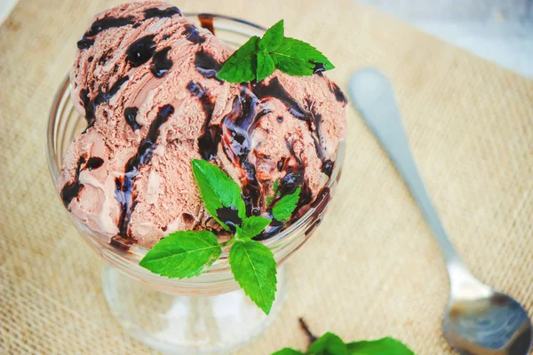 Chocolate ice cream. selective focus. Stock Picture