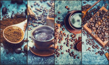 kahve birçok resim kolaj. 