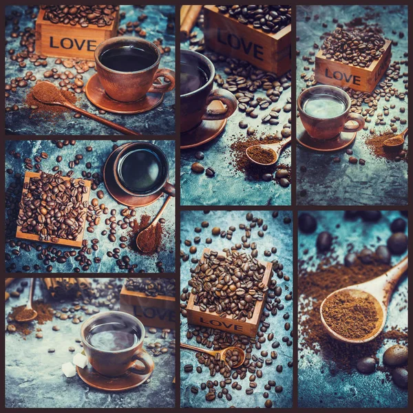 kahve birçok resim kolaj. 