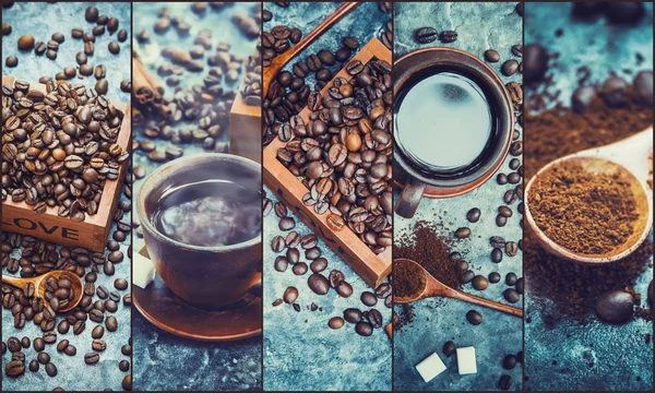 kahve birçok resim kolaj. 