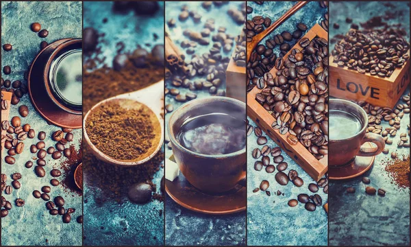 Collage many pictures of coffee. — Stock Photo, Image