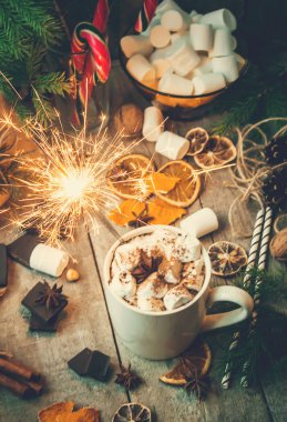 Hatmi ile Noel içki. Seçici odak. 