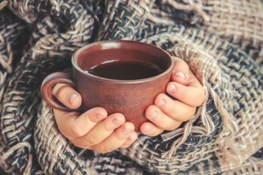 Bir fincan çay. Konfor. Seçici odak. 