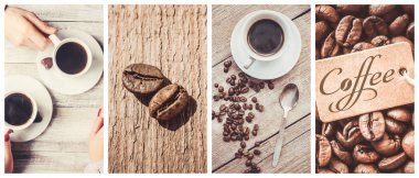 kahve birçok resim kolaj. 