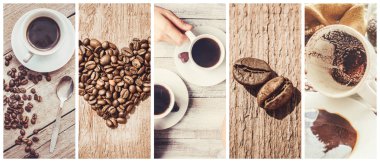 kahve birçok resim kolaj. 