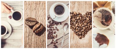 kahve birçok resim kolaj. 