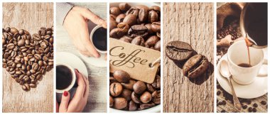 kahve birçok resim kolaj. 