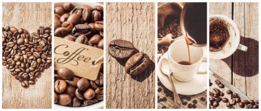 kahve birçok resim kolaj. 