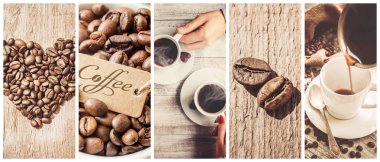 kahve birçok resim kolaj. 