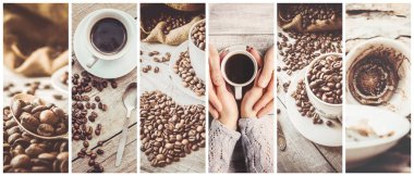 kahve birçok resim kolaj. 