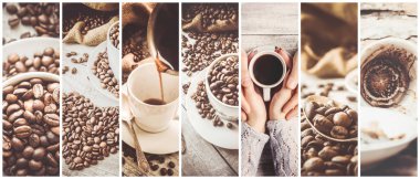kahve birçok resim kolaj. 