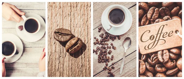 kahve birçok resim kolaj. 