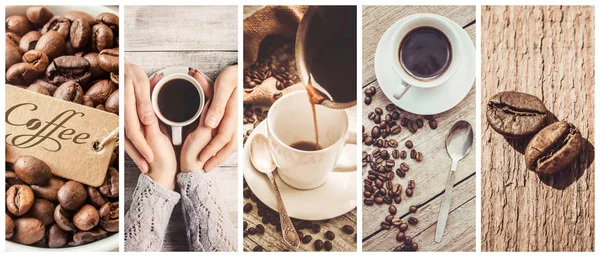 kahve birçok resim kolaj. 