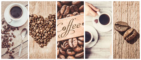 kahve birçok resim kolaj. 