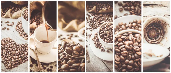 Collage molte immagini di caffè . — Foto Stock