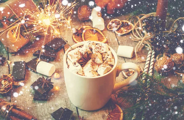 Hatmi ile Noel içki. Seçici odak. 