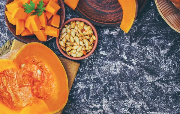 Trozos de calabaza. Enfoque selectivo . — Foto de Stock