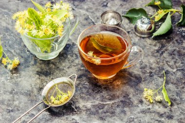 ıhlamur çayı. Seçici odak. 