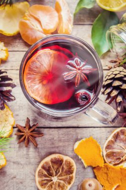 Mulled şarap. Seçici odak.