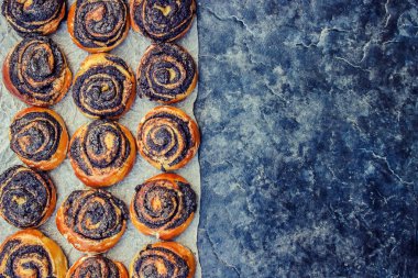 Haşhaş tohumu ile buns ev yapımı. Tarafından kendi elleriyle yaptı. Seçici odak. 