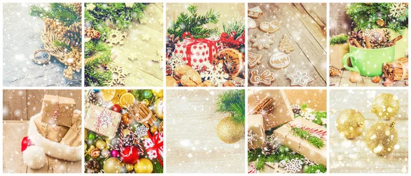 Collage van foto's van kerst. — Stockfoto