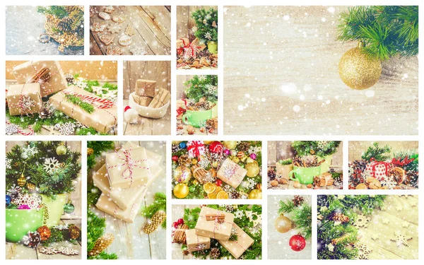 Collage van foto's van kerst. — Stockfoto