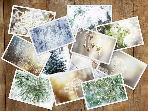 Winter photo collage. Selective focus. — Stock Photo, Image