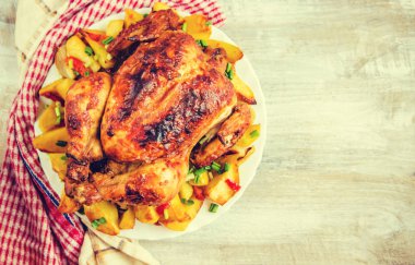 Kızarmış tavuk. Şükran günü. Seçici odak.