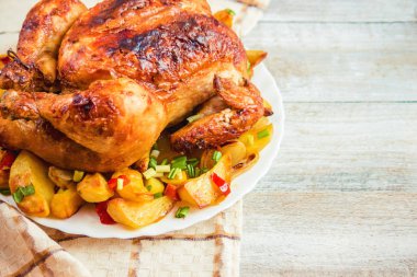 Kızarmış tavuk. Şükran günü. Seçici odak.