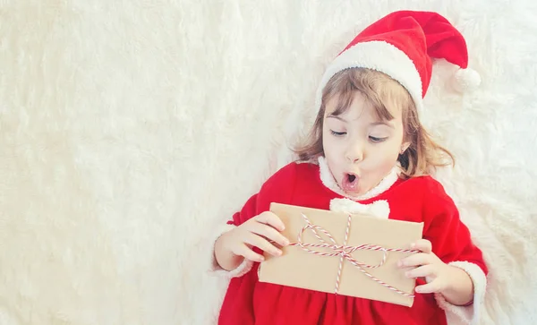 Child Santa Claus Costume Light Background Selective Focus — Stock Photo, Image