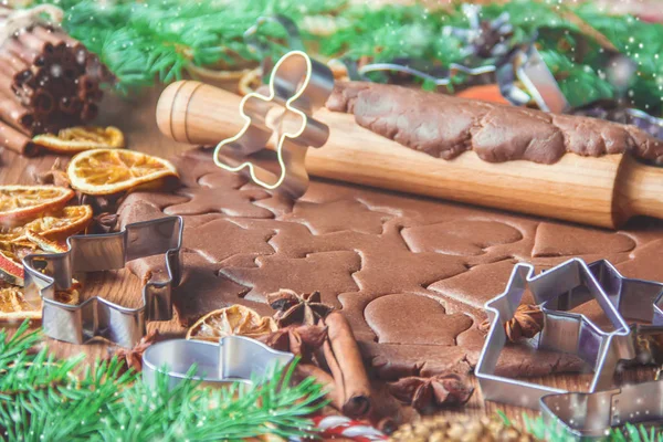 Biscotti Natale Sono Fatti Casa Focus Selettivo — Foto Stock