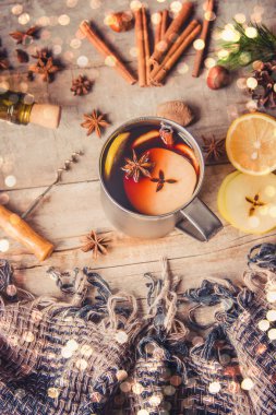 Mulled şarap. Seçici odak.