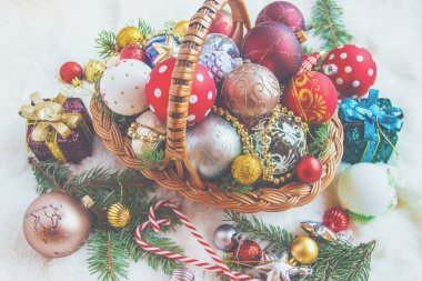 Noel arka plan. Seçici odak. Festival kompozisyon.