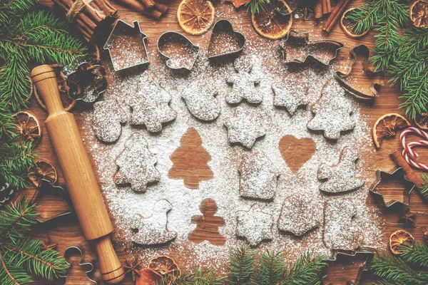 Biscotti Natale Sono Fatti Casa Focus Selettivo — Foto Stock