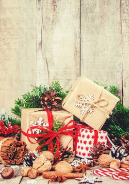 Noel arka plan. Seçici odak. 